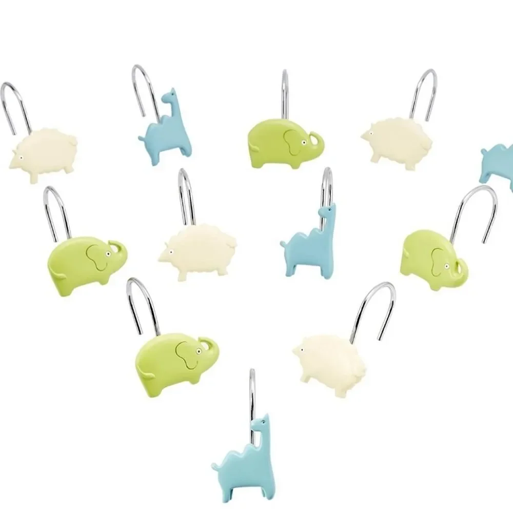 Kids Decor Zoo Animals Shower Curtain Hooks. 12 NIP